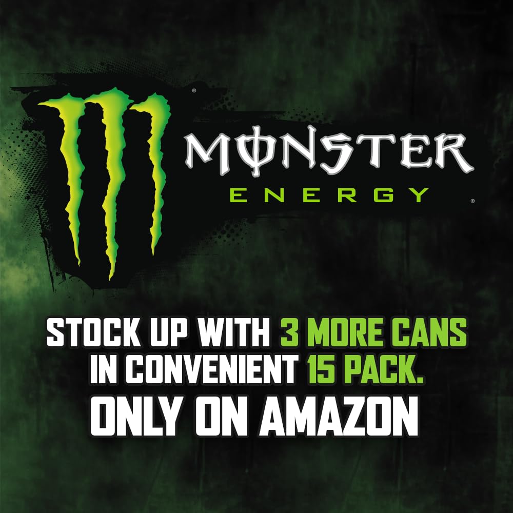 Monster Energy Drink, Green, Original, 16 Ounce (Pack of 15)