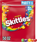 SKITTLES Original Fruity Candy 50-Ounce Party Size Pouch | Chewy fruity rainbow candy in a party size resealable bag for freshness, snack for movie nights, parties, sharing, road trip