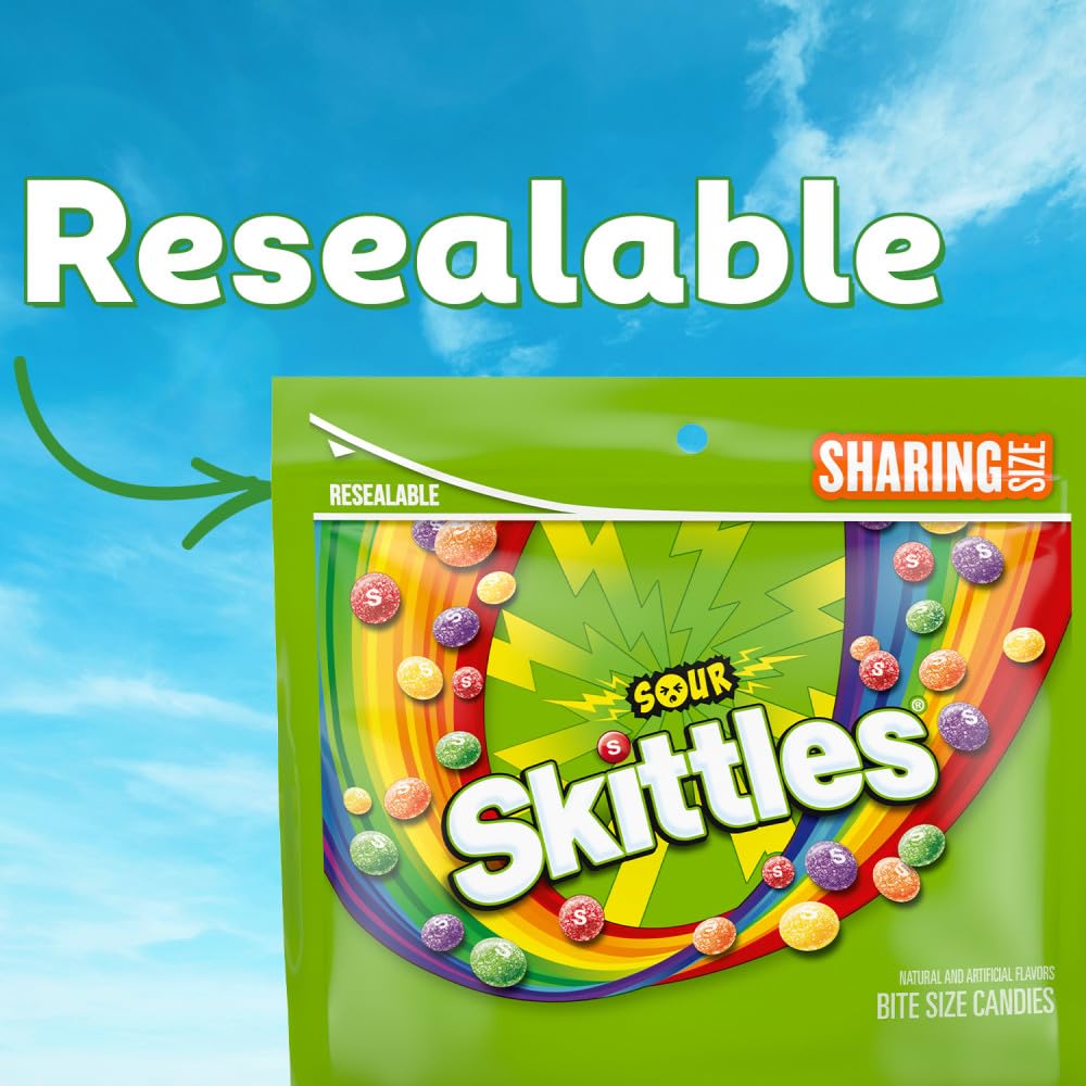 SKITTLES Sour Chewy Candy, Sour Candies Bulk Snacks, 13.7oz Bags, Pack of 6