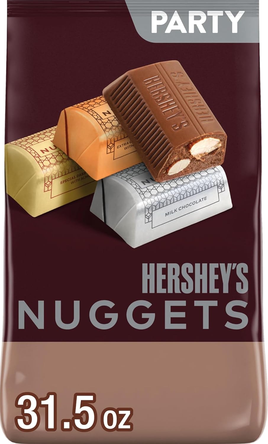 HERSHEY'S NUGGETS Assorted Chocolate Candy Variety Pack, 26 oz | Milk Chocolate, Special Dark Chocolate and Almond Chocolate Nuggets, Kosher, Gluten Free and Individually Wrapped, 26 oz