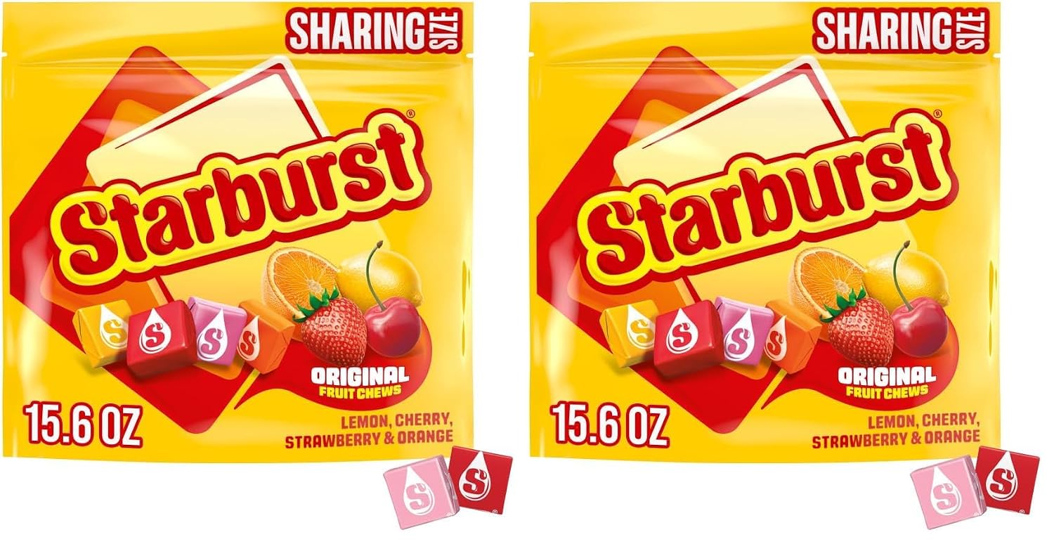 Starburst Chewy Candy, Sharing Size, Individually Wrapped Fruit Chews Candy, 15.6 Oz Resealable Bag