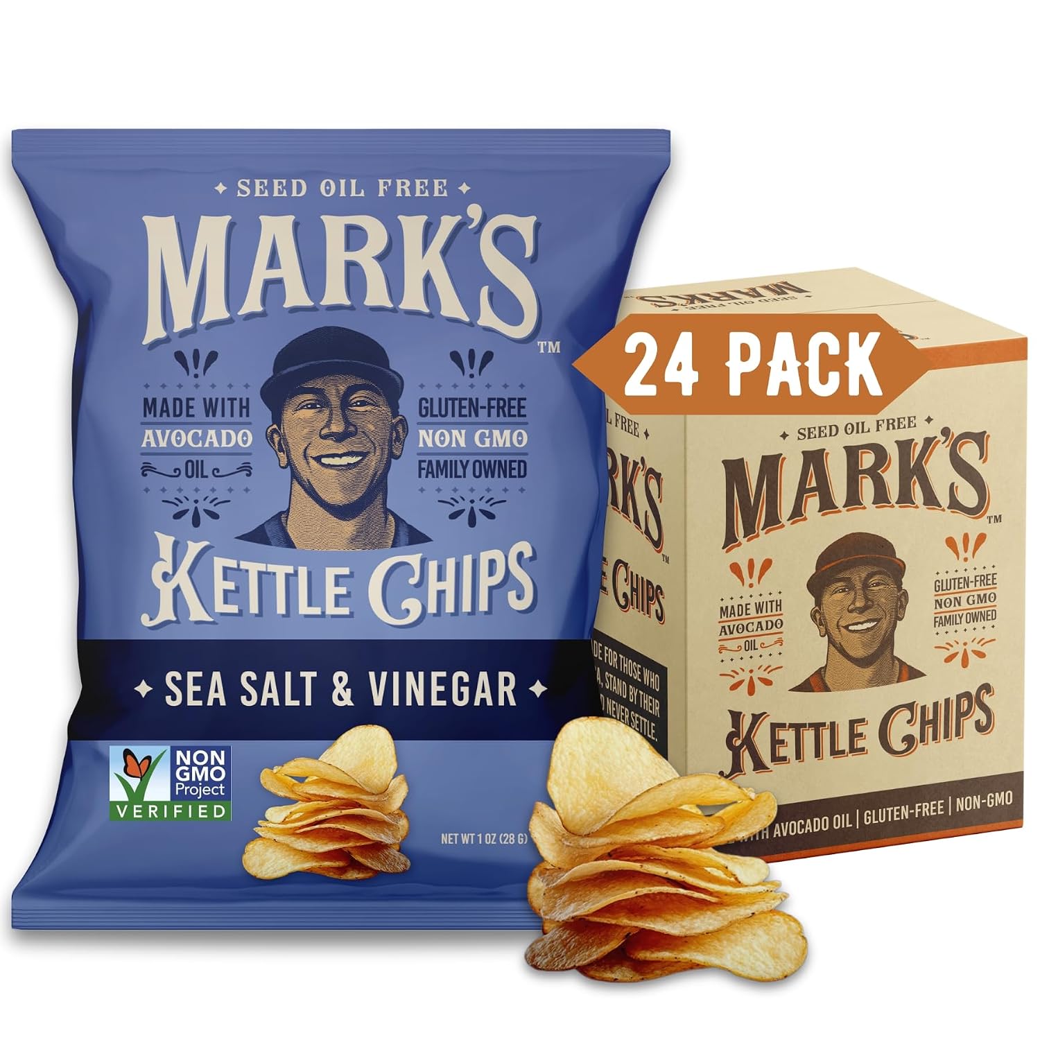 MARK’S Kettle Cooked Avocado Oil Potato Chips, BBQ – Gluten Free and Seed Oil Free | Barbecue, 5 oz (Pack of 3) | Non-GMO, Chips for Clean & Healthy Snacking