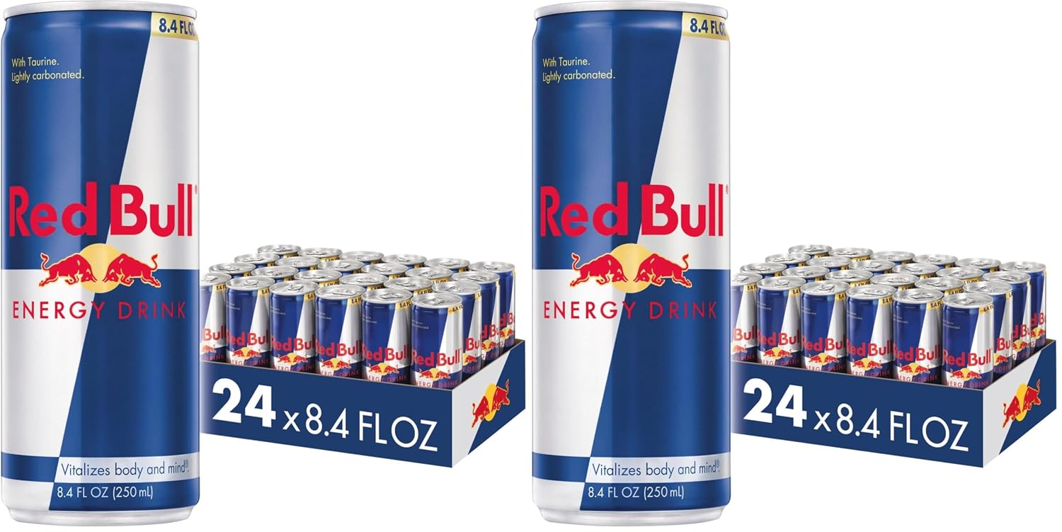 Red Bull Energy Drink | contains caffeine, taurine, B-vitamins, sugar, and water, 8.4 fl oz, pack of 24 cans