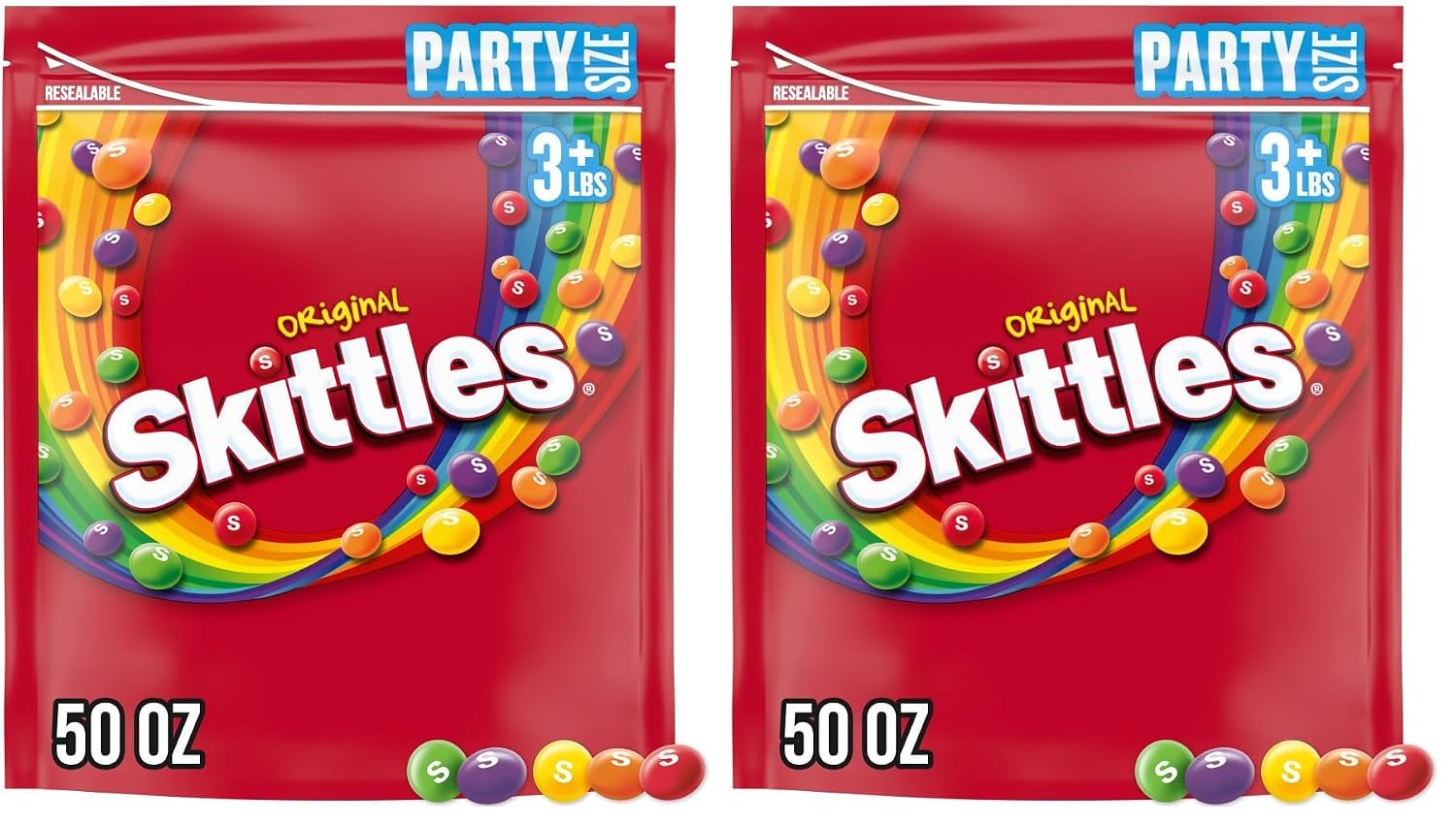 SKITTLES Original Fruity Candy 50-Ounce Party Size Pouch | Chewy fruity rainbow candy in a party size resealable bag for freshness, snack for movie nights, parties, sharing, road trip