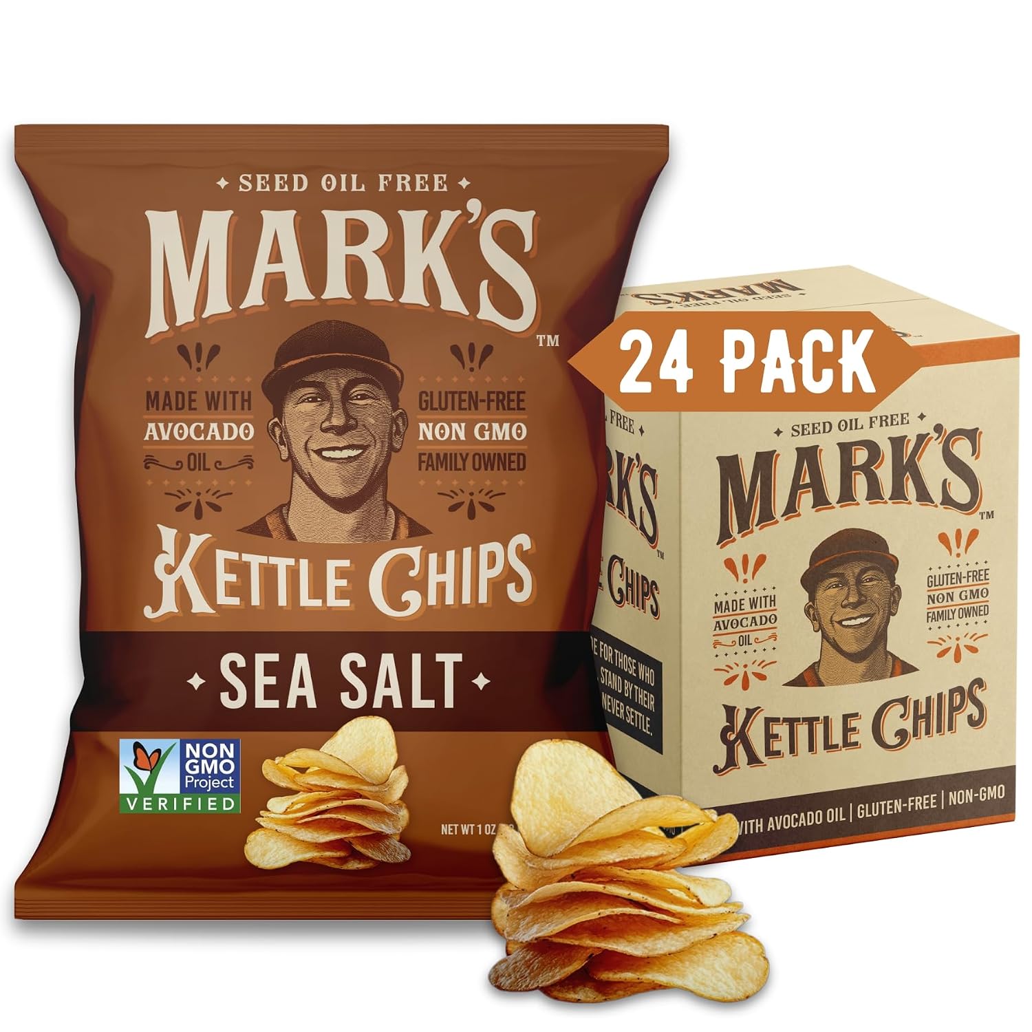 MARK’S Kettle Cooked Avocado Oil Potato Chips, BBQ – Gluten Free and Seed Oil Free | Barbecue, 5 oz (Pack of 3) | Non-GMO, Chips for Clean & Healthy Snacking