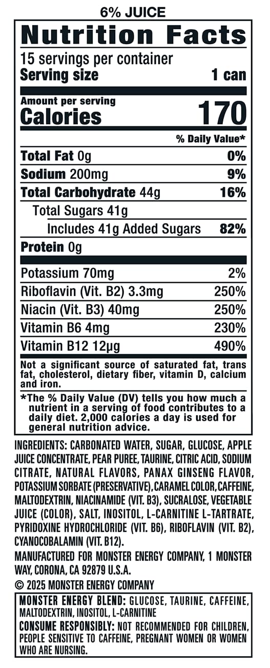 Monster Energy Juice Bad Apple, Energy + Juice, Energy Drink, 16 Ounce (Pack of 15)