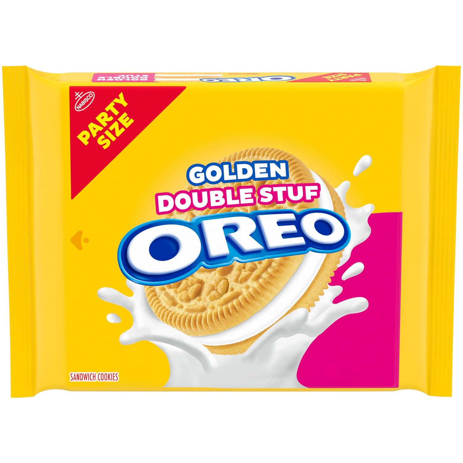 OREO Double Stuf Golden Sandwich Cookies, Party Size, 24.95 oz | Certified Kosher