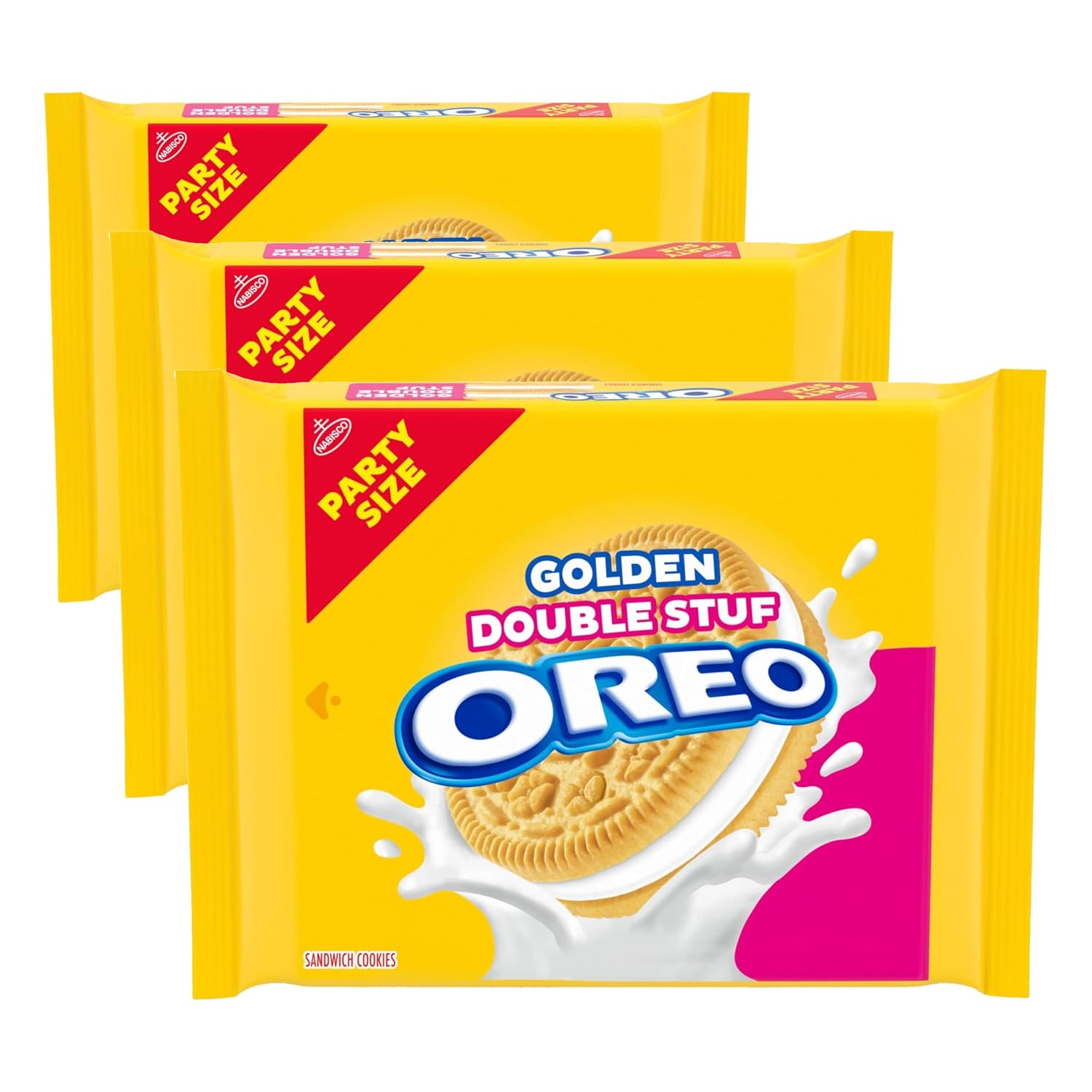 OREO Double Stuf Golden Sandwich Cookies, Party Size, 24.95 oz | Certified Kosher