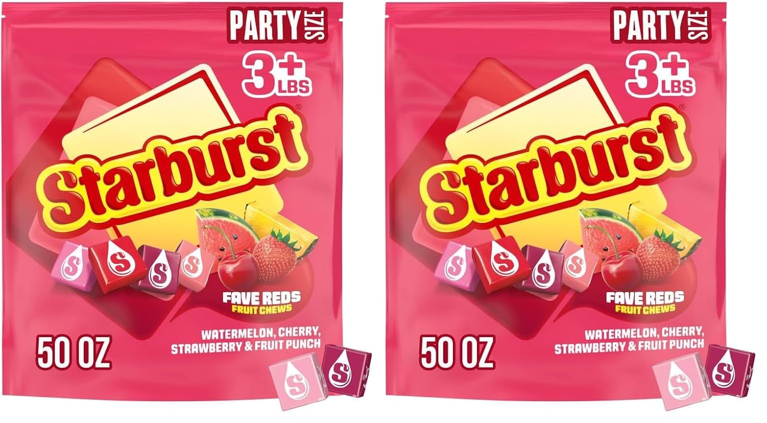 STARBURST FaveREDS Chewy Fruit Chews, Bulk, Wrapped, Party Size, 50 oz