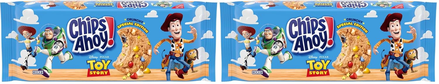 CHIPS AHOY! with Disney and Pixar's Toy Story Crunchy Candy Blasts Fudgy Chocolate Chip Cookies, Special Edition, 10 Snack Packs (2 Cookies Per Pack)