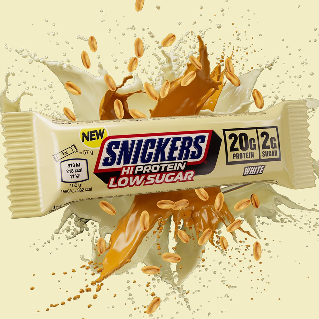 Snickers Bars - Low Sugar High Protein Bars- White Chocolate - 12x57g,12 Count (Pack of 1)