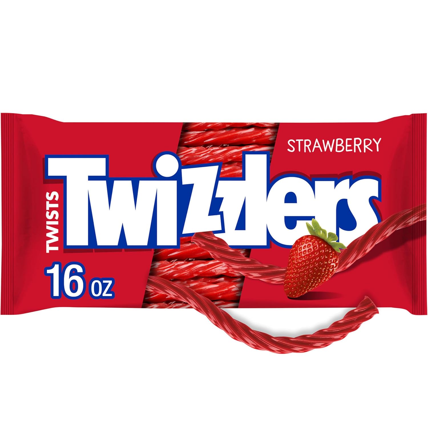 TWIZZLERS Twists Strawberry Licorice Style Candy Big Bag, 32 oz | Strawberry Flavored Chewy Licorice Style Twists, Low Fat and Kosher, Resealable Big Bag for Movie Nights and Sharing, 32 oz
