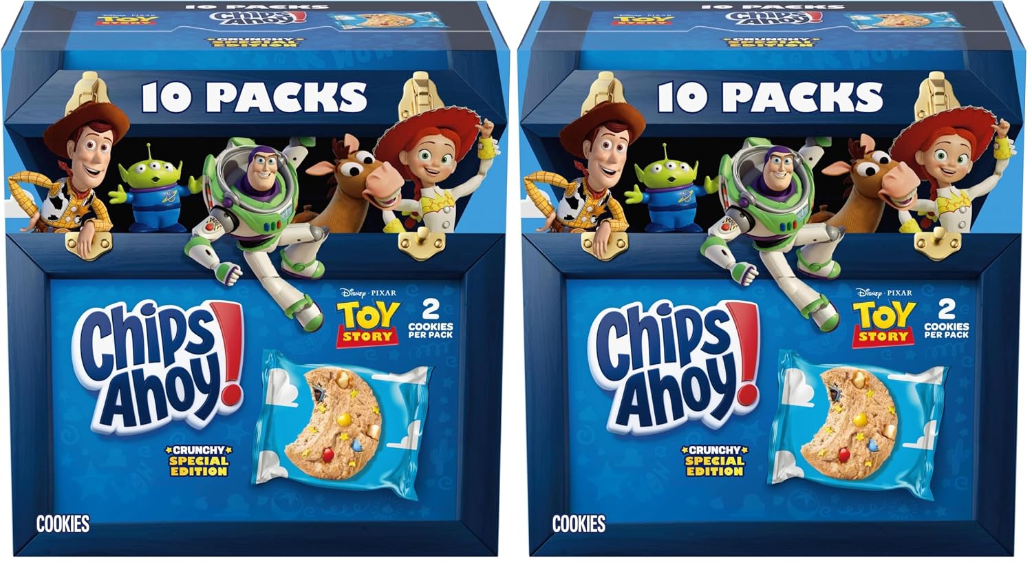 CHIPS AHOY! with Disney and Pixar's Toy Story Crunchy Candy Blasts Fudgy Chocolate Chip Cookies, Special Edition, 10 Snack Packs (2 Cookies Per Pack)