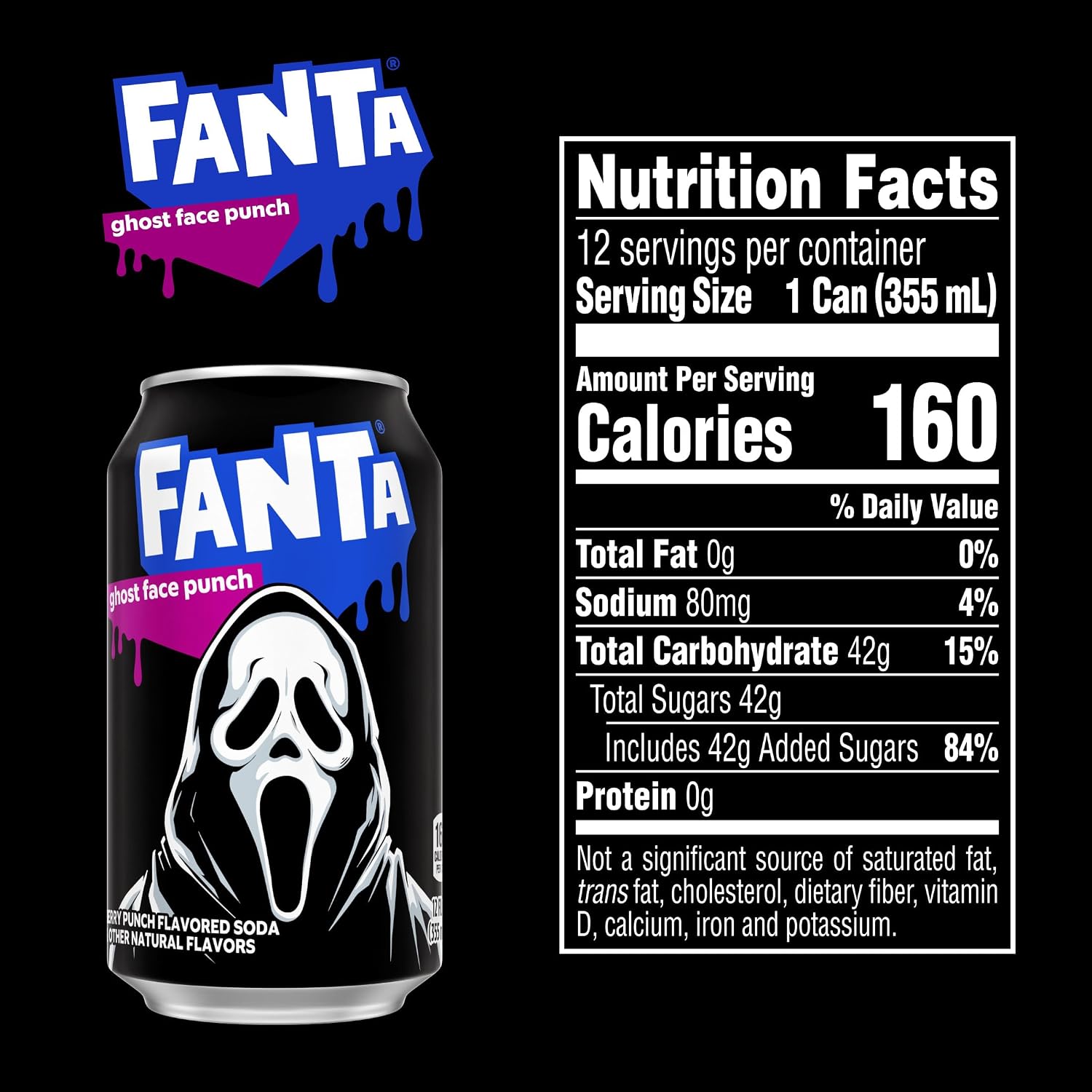 Fanta Ghost Face Punch Fridge Pack Cans, 12 fl oz, 12 Pack | Limited-edition fruity Halloween soda