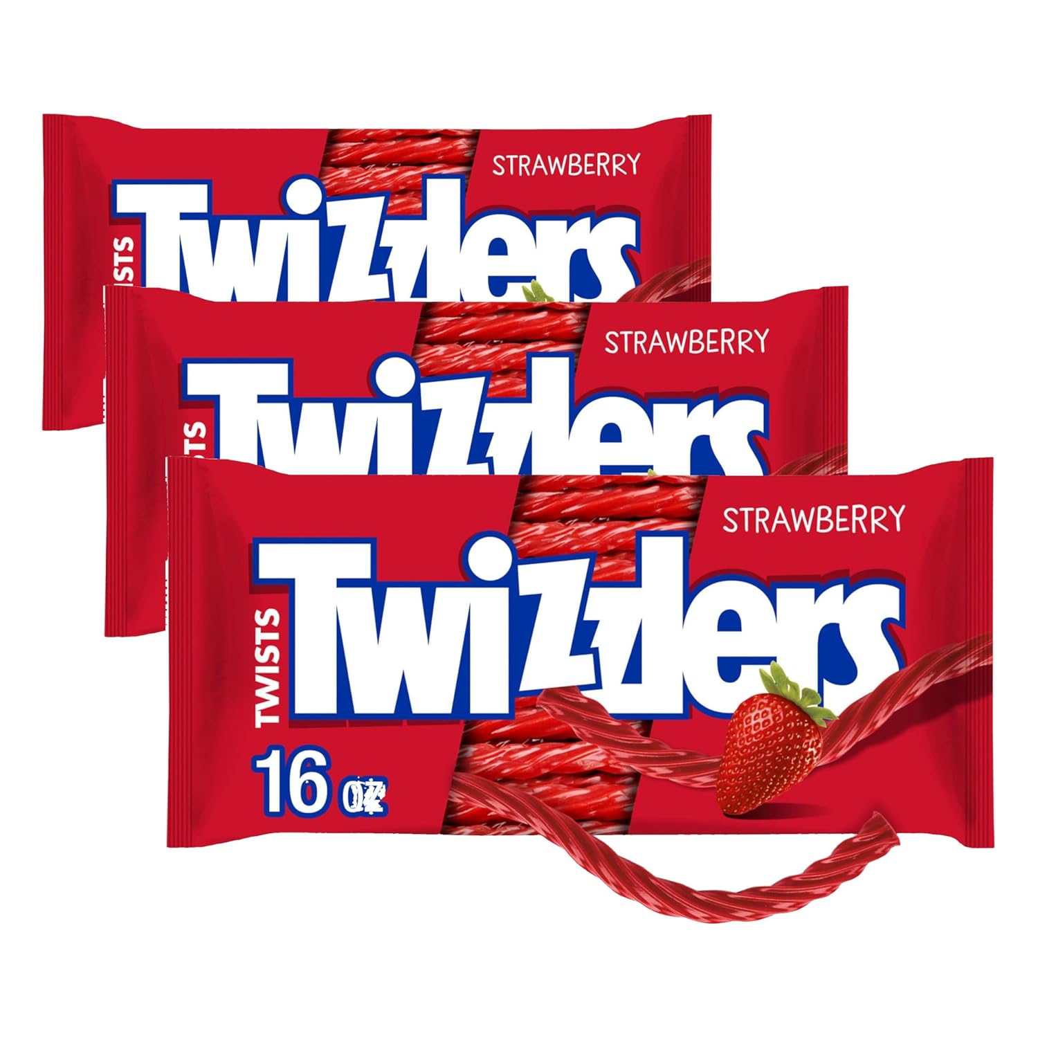 TWIZZLERS Twists Strawberry Licorice Style Candy Big Bag, 32 oz | Strawberry Flavored Chewy Licorice Style Twists, Low Fat and Kosher, Resealable Big Bag for Movie Nights and Sharing, 32 oz