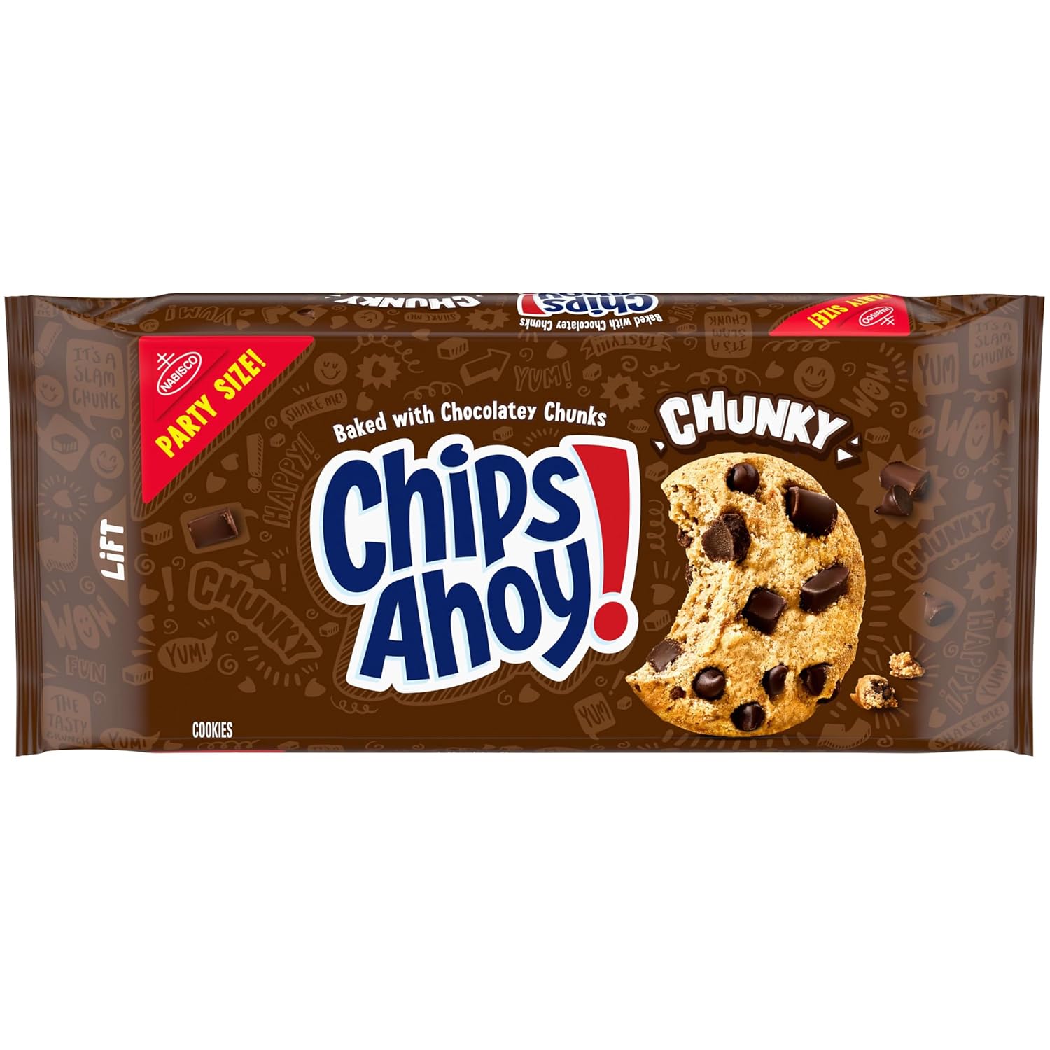 CHIPS AHOY! Chunky Fudgy Chocolate Chip Cookies, Party Size, 24.75 oz | Certified Kosher