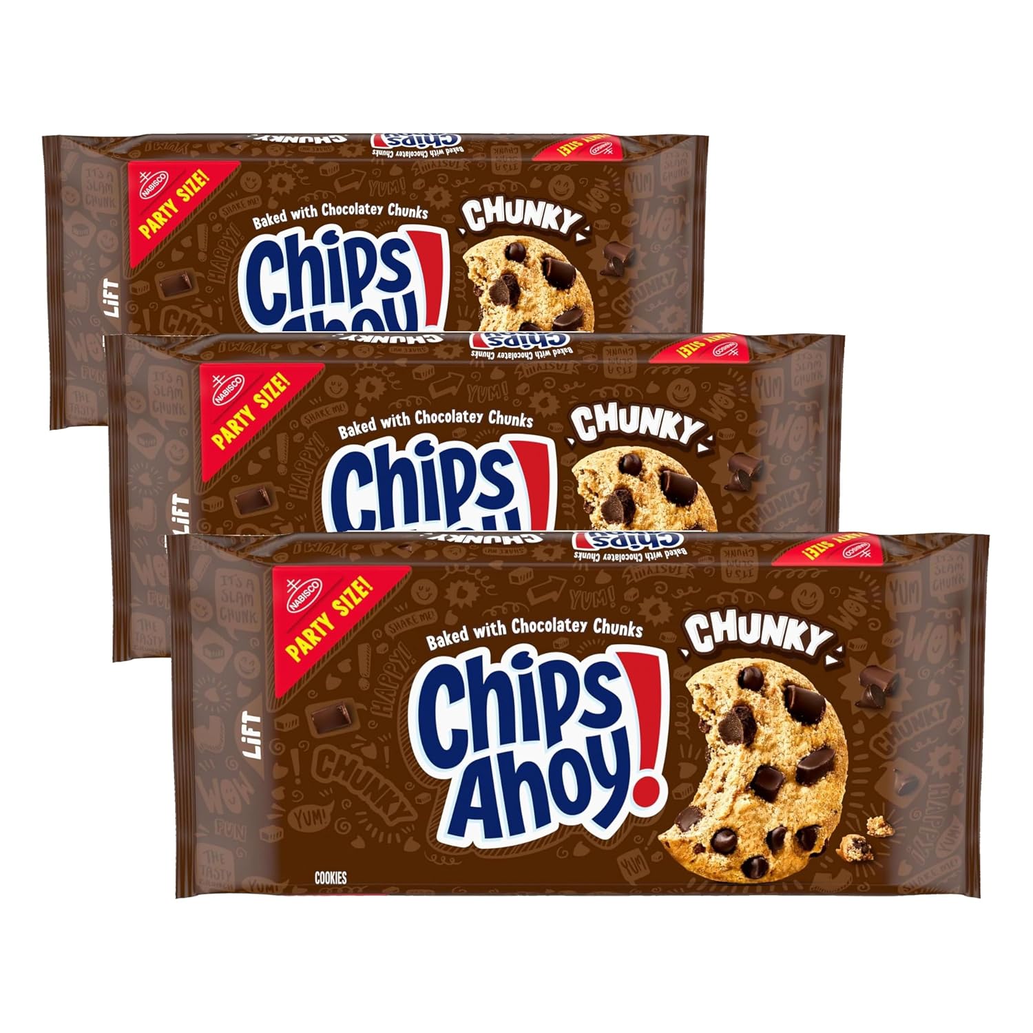 CHIPS AHOY! Chunky Fudgy Chocolate Chip Cookies, Party Size, 24.75 oz | Certified Kosher