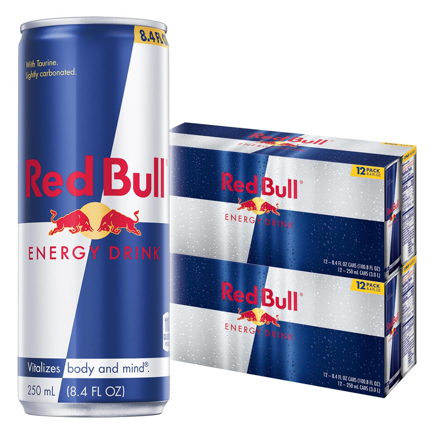 Red Bull Energy Drink | contains caffeine, taurine, B-vitamins, sugar, and water, 8.4 fl oz, pack of 24 cans