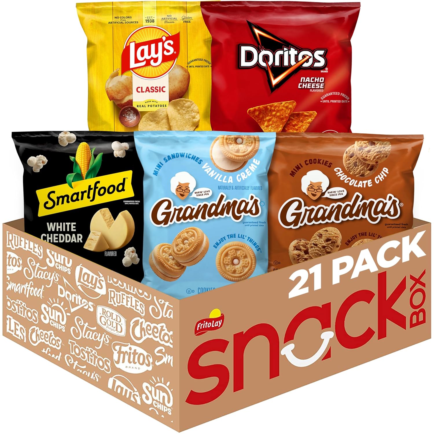 Frito-Lay Classic Mix Variety Pack, Single Serve Snack Bags (Pack of 21)