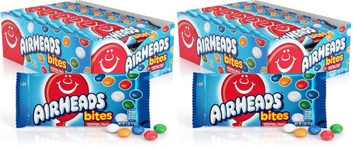 Airheads Candy Bites, Assorted Fruit Flavors, 2 Ounces (18-Pack) | Individually Wrapped Bulk Candy, Chewy Candy Bags