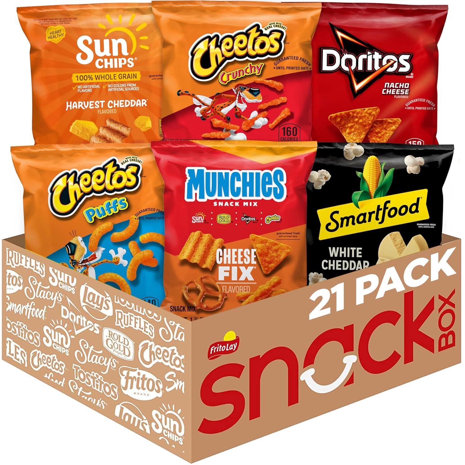 Frito-Lay Classic Mix Variety Pack, Single Serve Snack Bags (Pack of 21)