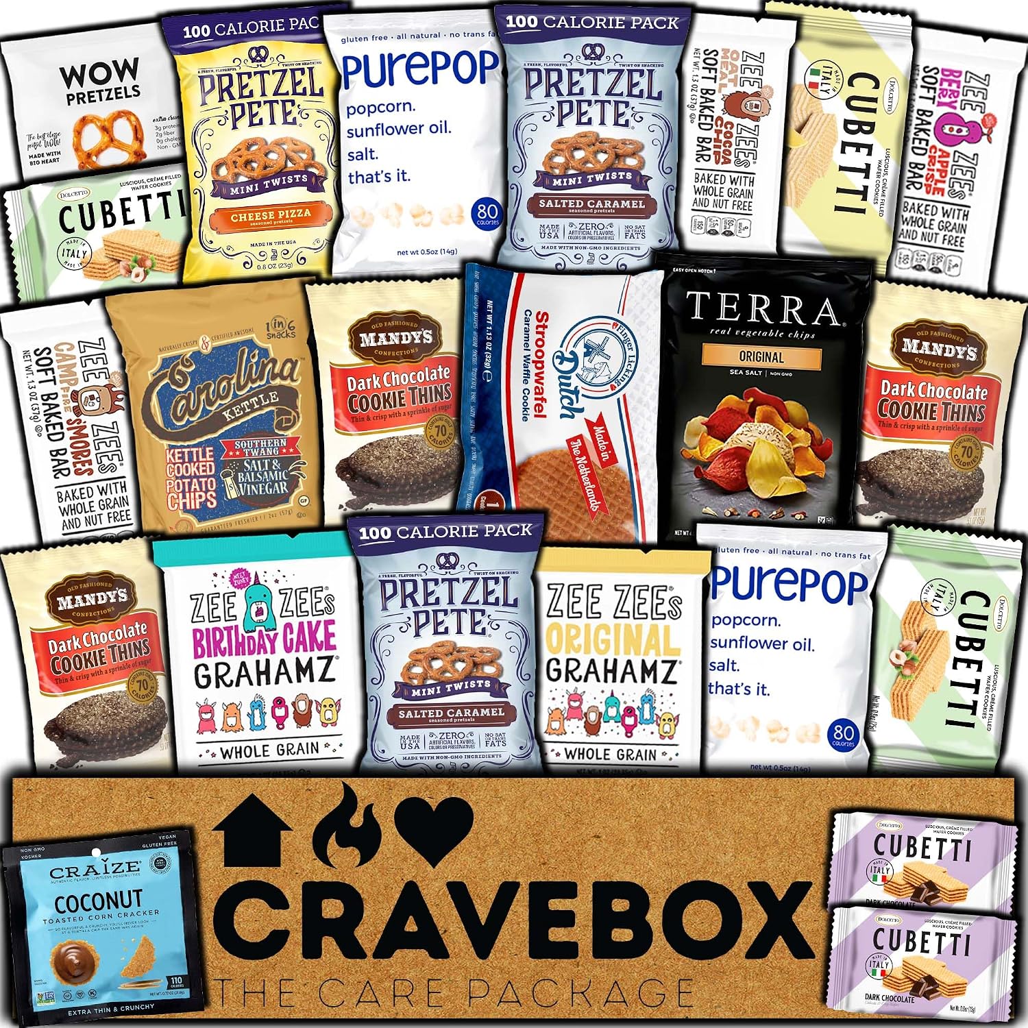 CRAVEBOX Gourmet Value Snack Box (Variety Pack) Summer Care Package Specialty Private Label Healthy Variety