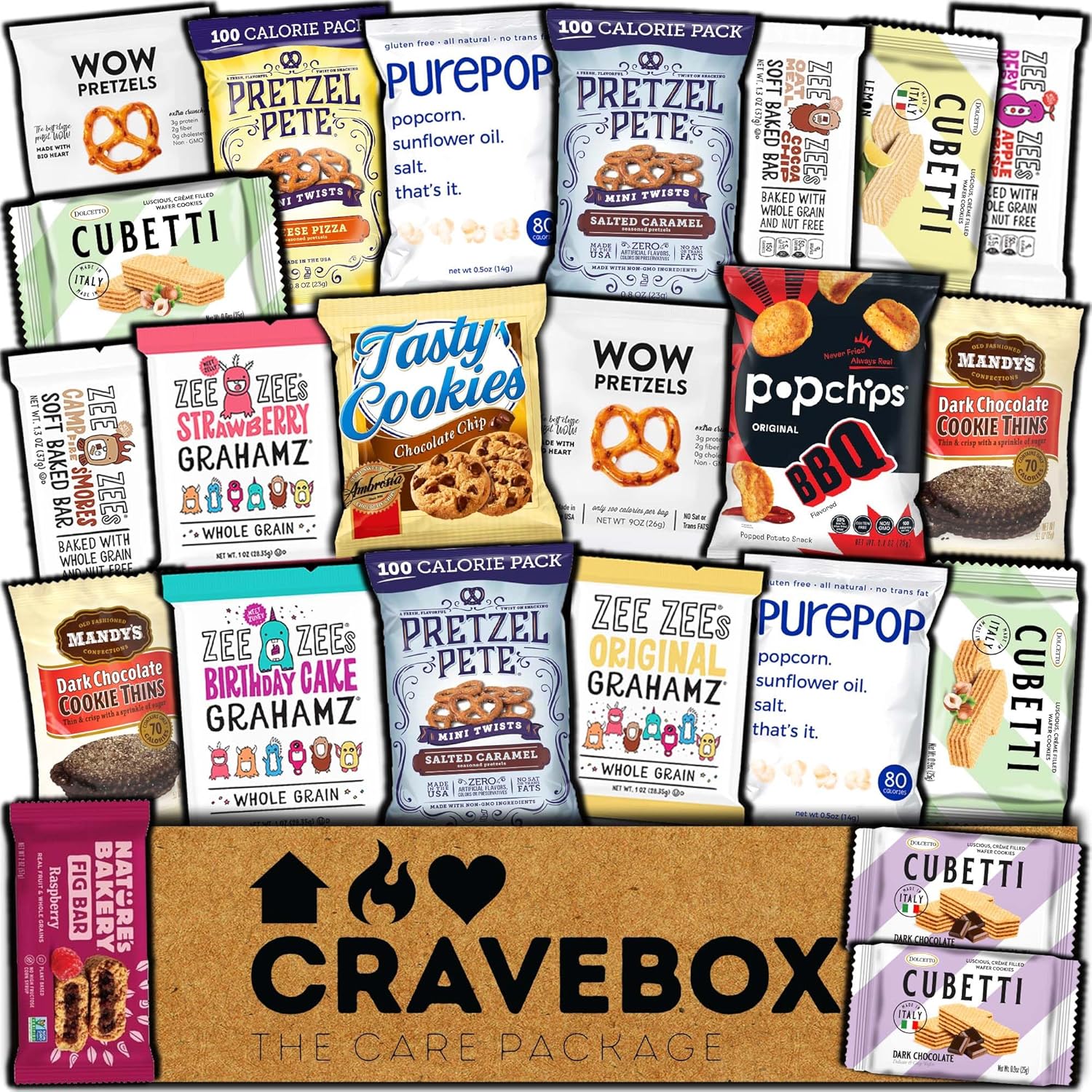 CRAVEBOX Gourmet Specialty Snacks Box Gift - Summer Care Package College Students Adults Healthy Cookies Bar Organic Variety Pack Assortment Basket Final Exam Office Men Women Back to School