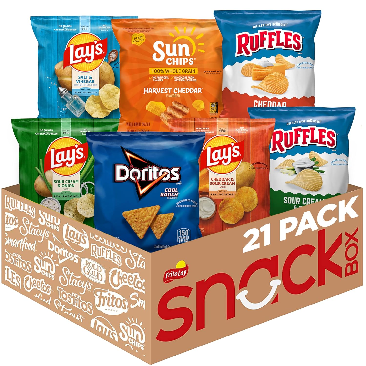 Frito-Lay Classic Mix Variety Pack, Single Serve Snack Bags (Pack of 21)